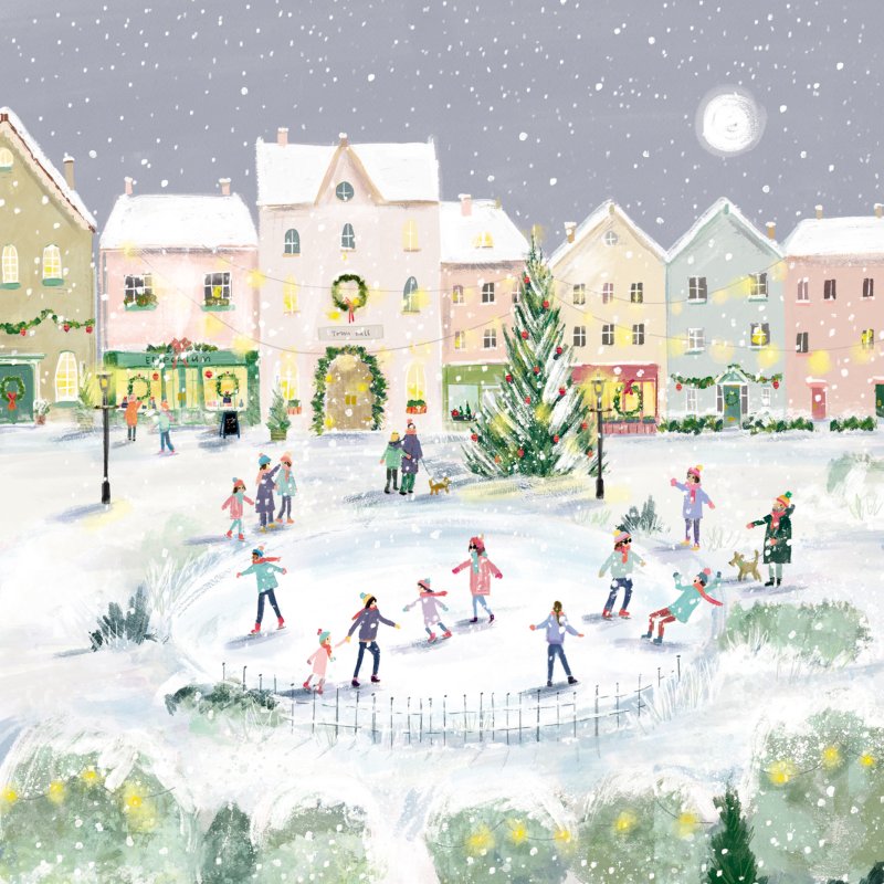 Ice Skating Pack of Christmas Cards