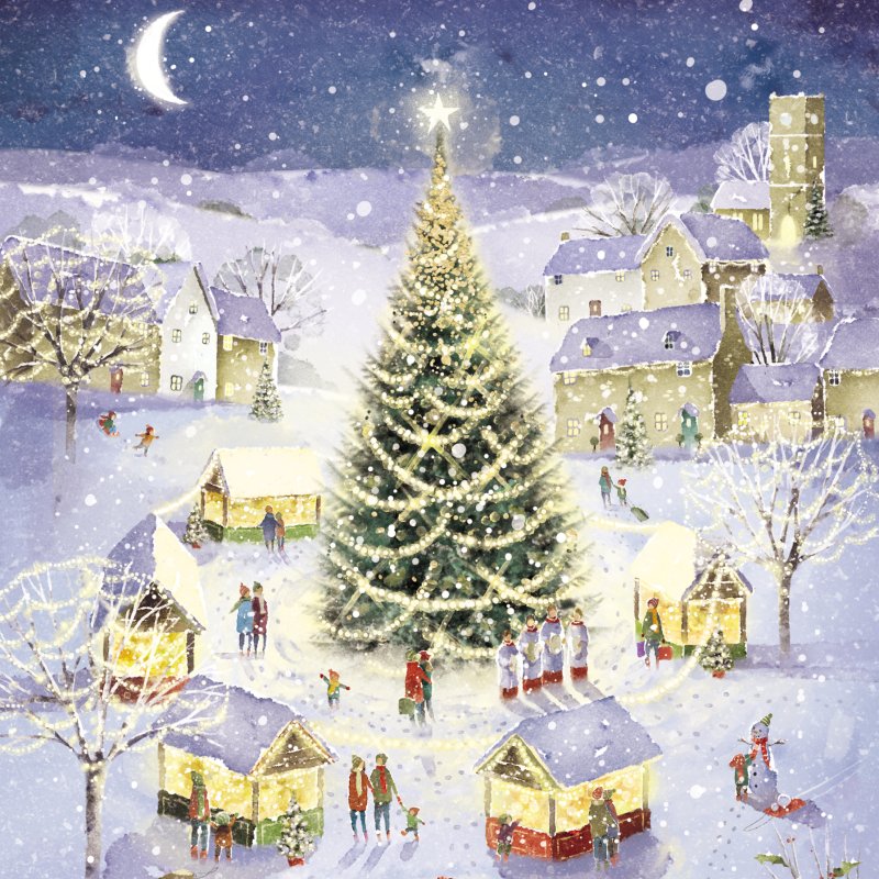 Christmas Tree & Market Scene Pack of Christmas Cards