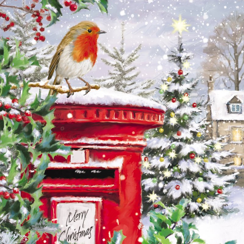 Robin on Postbox Pack of Christmas Cards