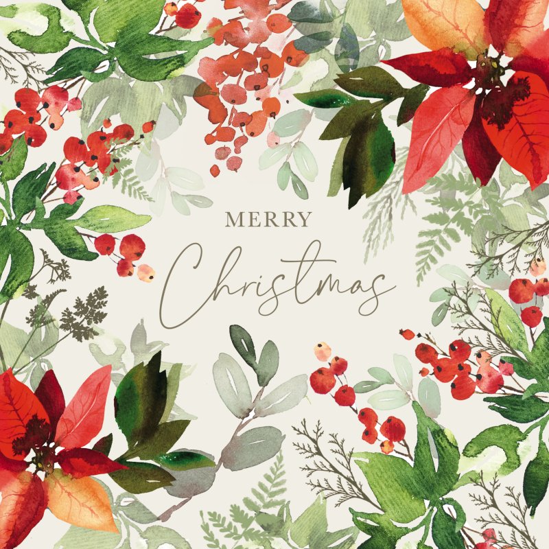 Watercolour Foliage Pack of Christmas Cards