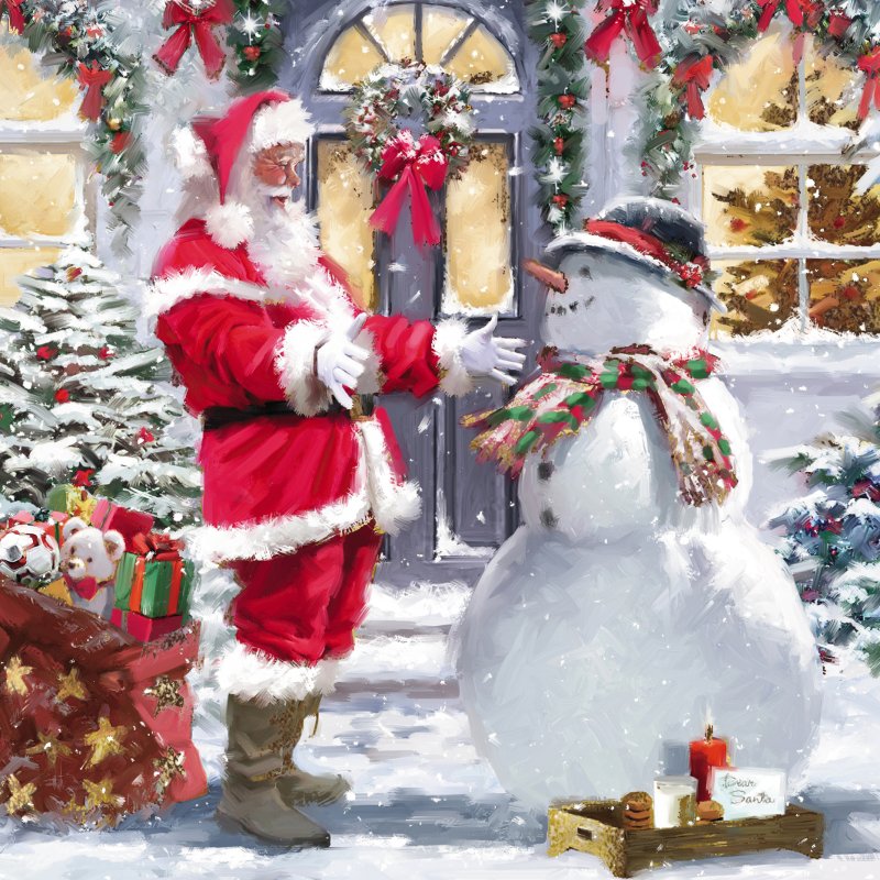 Santa Greeting Snowman Pack of Christmas Cards