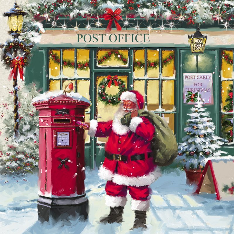 Santa Posting a Present Pack of Christmas Cards