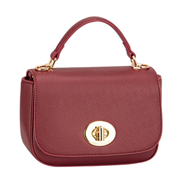 David Jones Flap Clasp Handbag Bordeaux