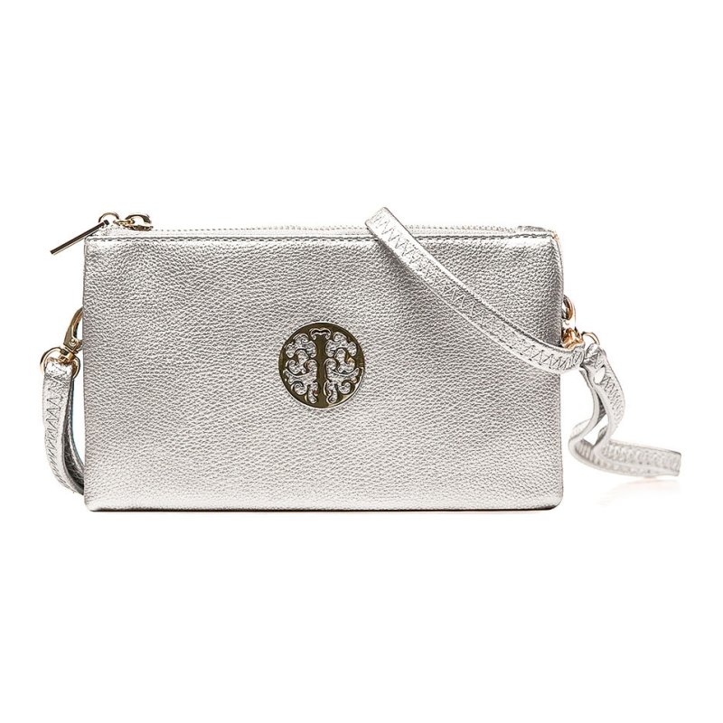 Long & Son Small Silver Crossbody Clutch