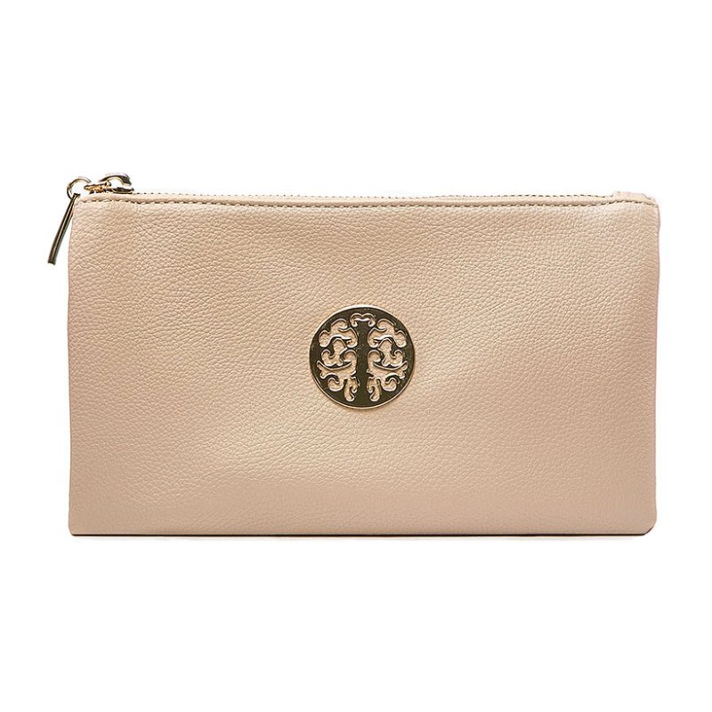 Long & Son Small Beige Crossbody Clutch