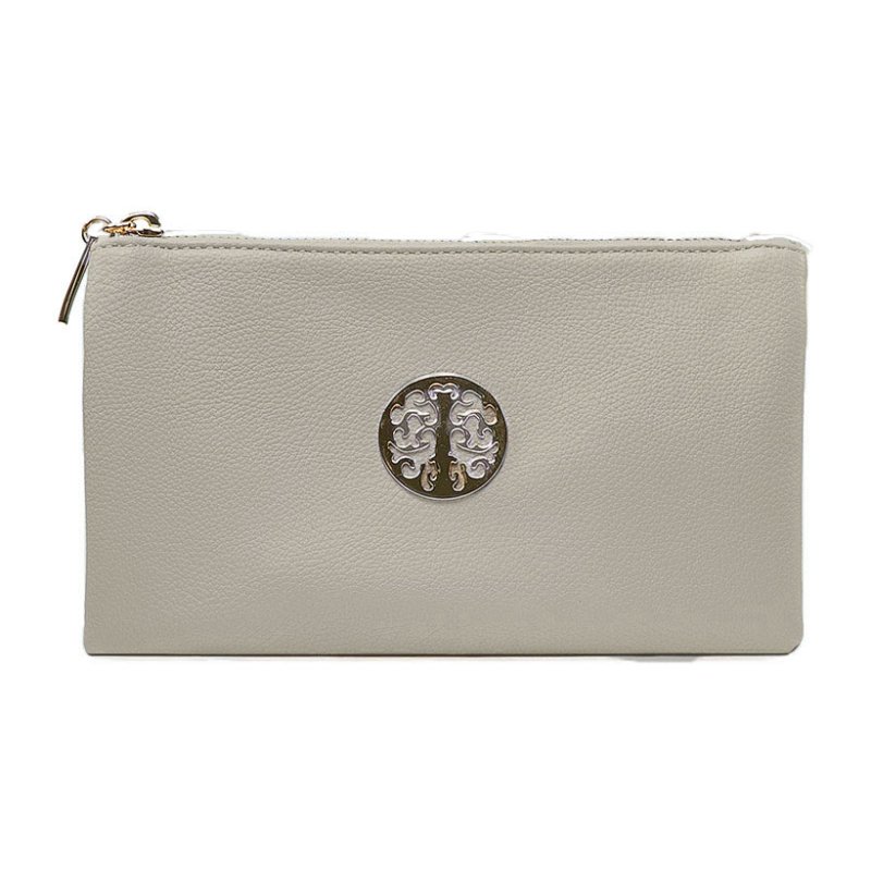 Long & Son Small Light Grey Crossbody Clutch