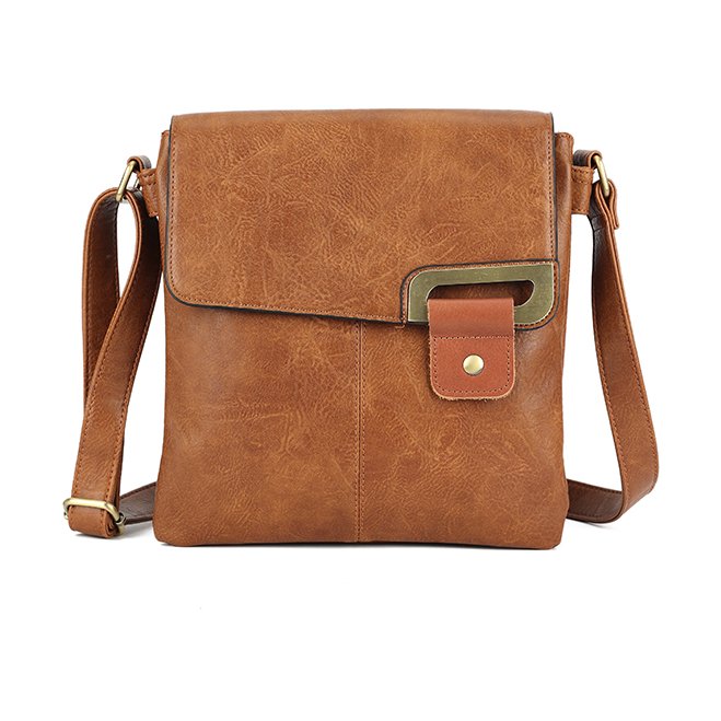 Long & Son Brown Flap Top Crossbody Bag