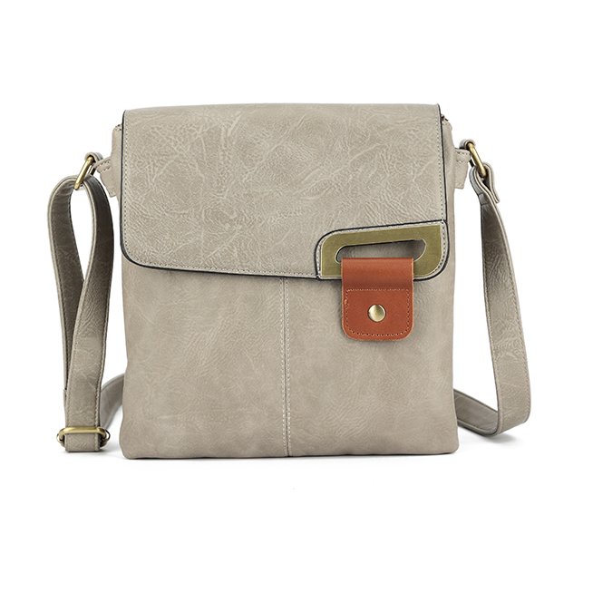 Long & Son Light Grey Flap Top Crossbody Bag