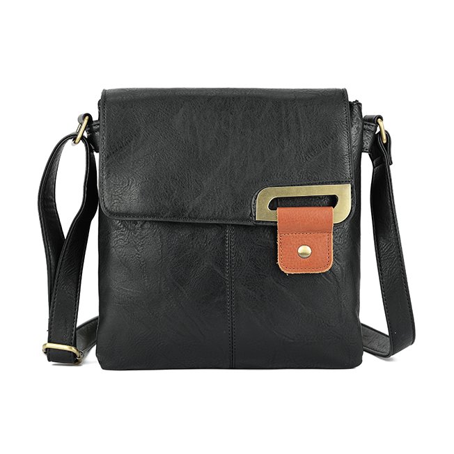 Long & Son Black Flap Top Crossbody Bag