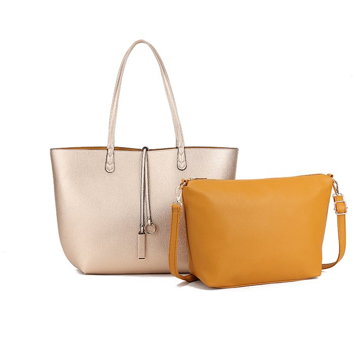 Long & Son Gold And Tan Reversible Tote Bag