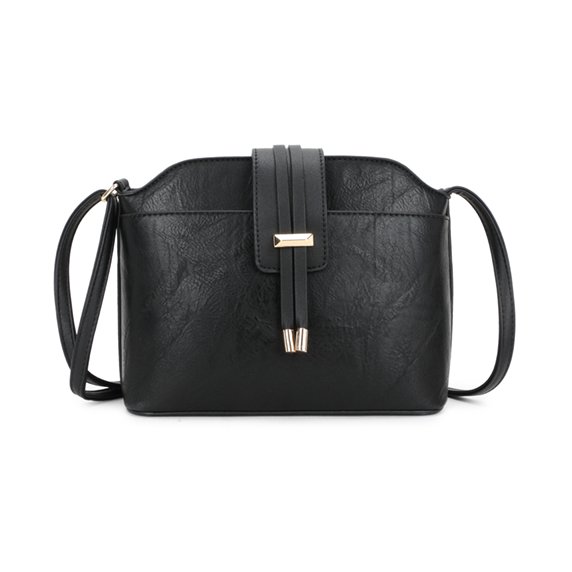 Long & Son Black Textured Crossbody Bag