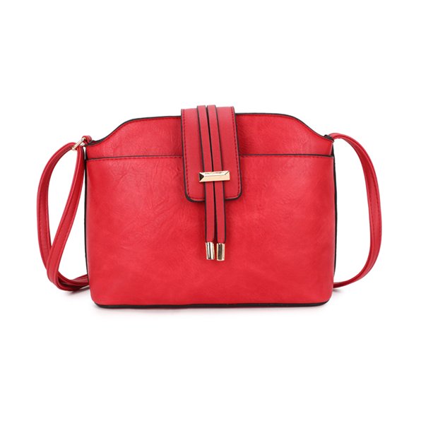 Long & Son Red Textured Crossbody Bag