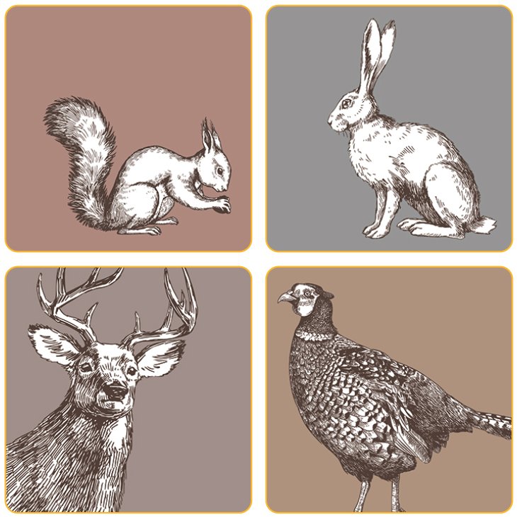 Tradestock Woodland Animals Cork Backed Coasters