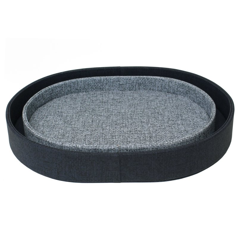 Tradestock Navy Light Grey Textured Faux Leather Tray Set Of 2