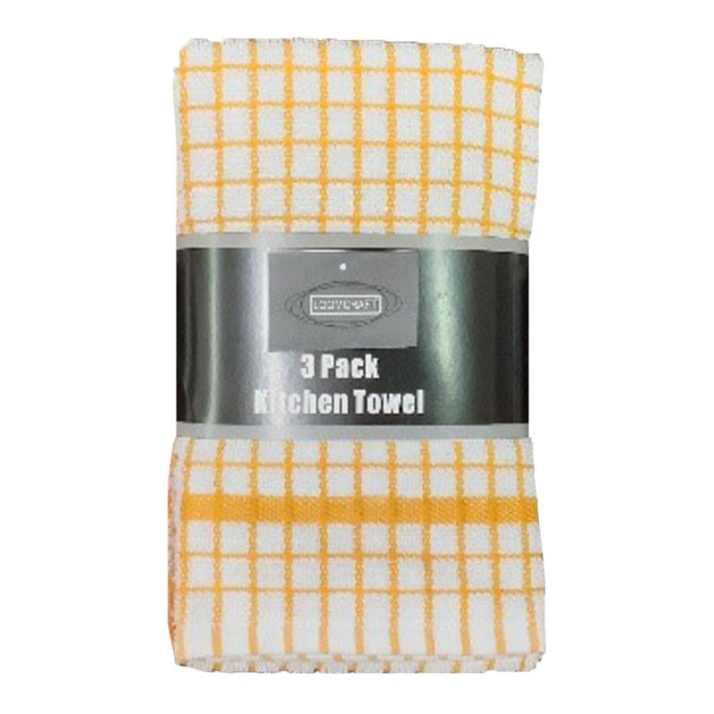 Loomcraft Pack Of 3 Boston Mustard Kitchen Towels