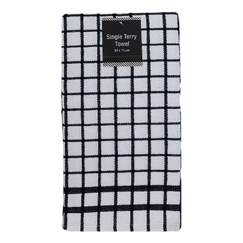 Phoenix Large Dark Grey Terry Check Tea Towel