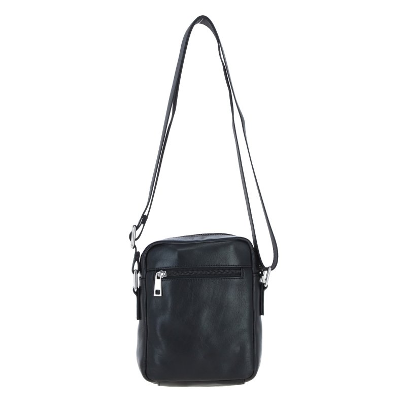 Mens Black Leather Triple Zip Crossbody Bag