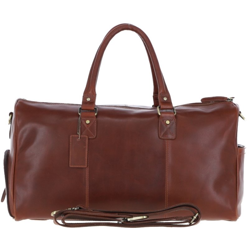 Chestnut Leather Overnight Bag