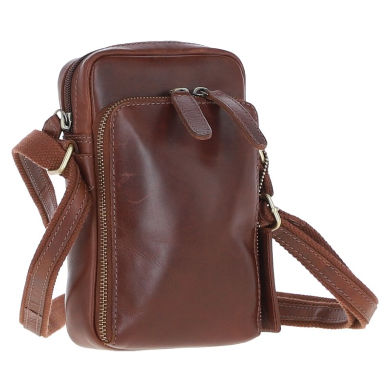 Mens Small Chestnut Leather Shoulder Bag