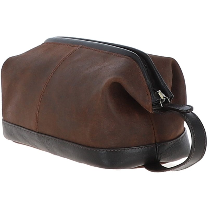 Lou Brown Leather Wash Bag