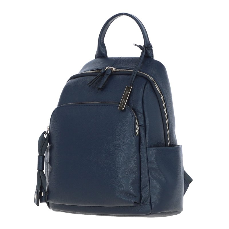 Navy Leather Backpack