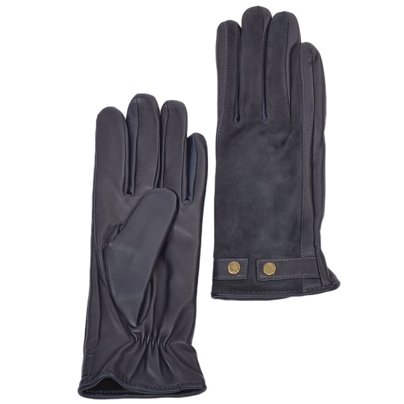 Ladies Navy Leather Gloves