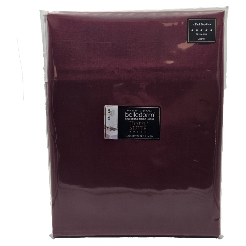 Belledorm Amalfi Pack Of 4 Napkins Maroon in Packaging