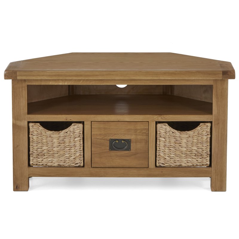 Chester Corner TV Unit With Baskets on a white background