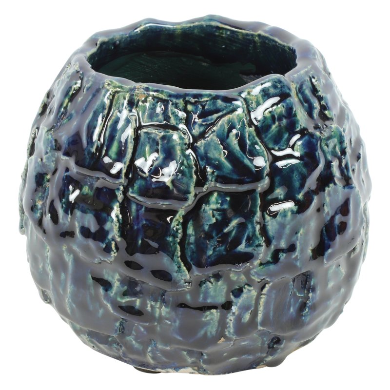 Felicitas Small Round Dark Blue Flowerpot