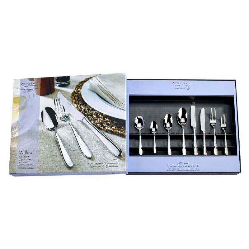 Arthur Price Willow 58 Piece Cutlery Set in box