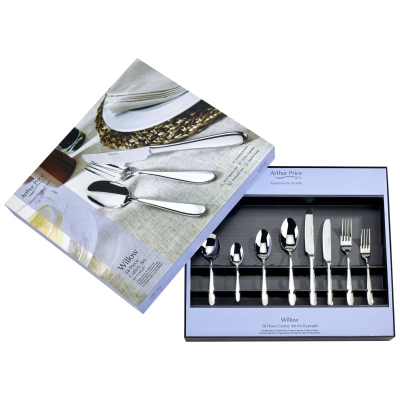 Arthur Price Willow 58 Piece Cutlery Set in box