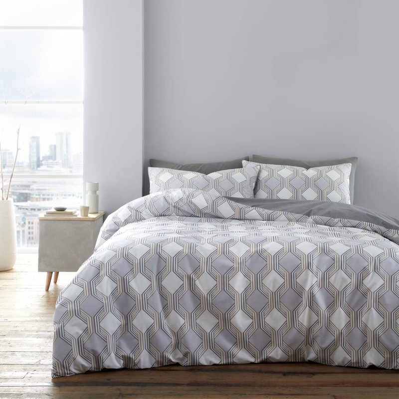 Bianca Atticus Geometric Grey Duvet Set