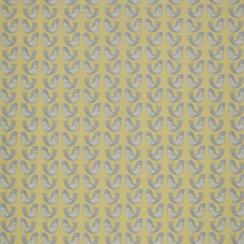 Scandi Birds Mustard Matt PVC Fabric