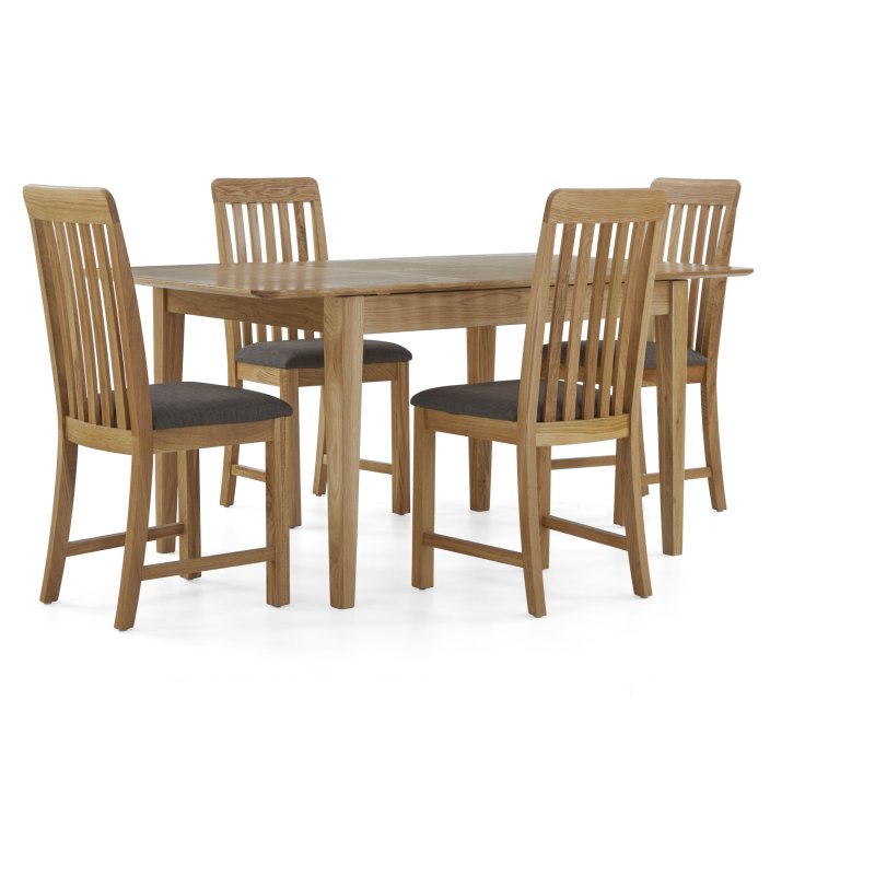 Sand Banks Small Extending Dining Table And 4 Slatted Chairs on a white background