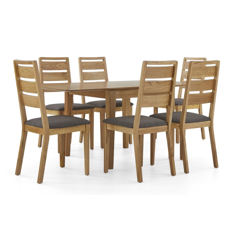 Sand Banks Small Extending Dining Table And 6 Slatted Chairs on a white background