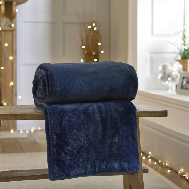 Deyongs Aspen Navy Faux Fur Throw Lifestyle