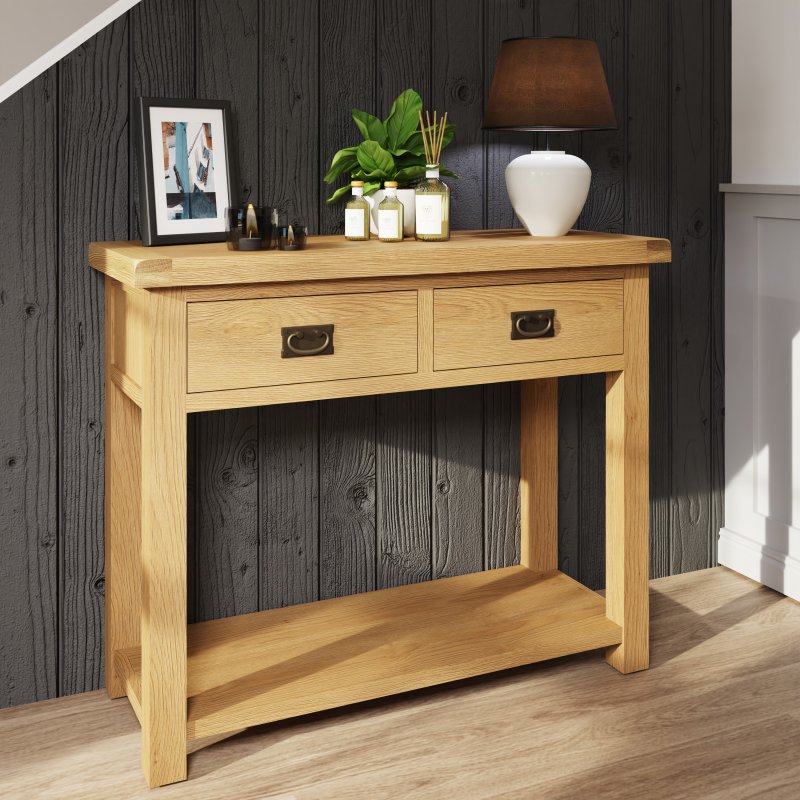 Norfolk Oak Medium Console Table lifestyle image of the table