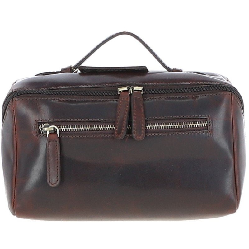 Ashwood Leather Brown Wash Bag front