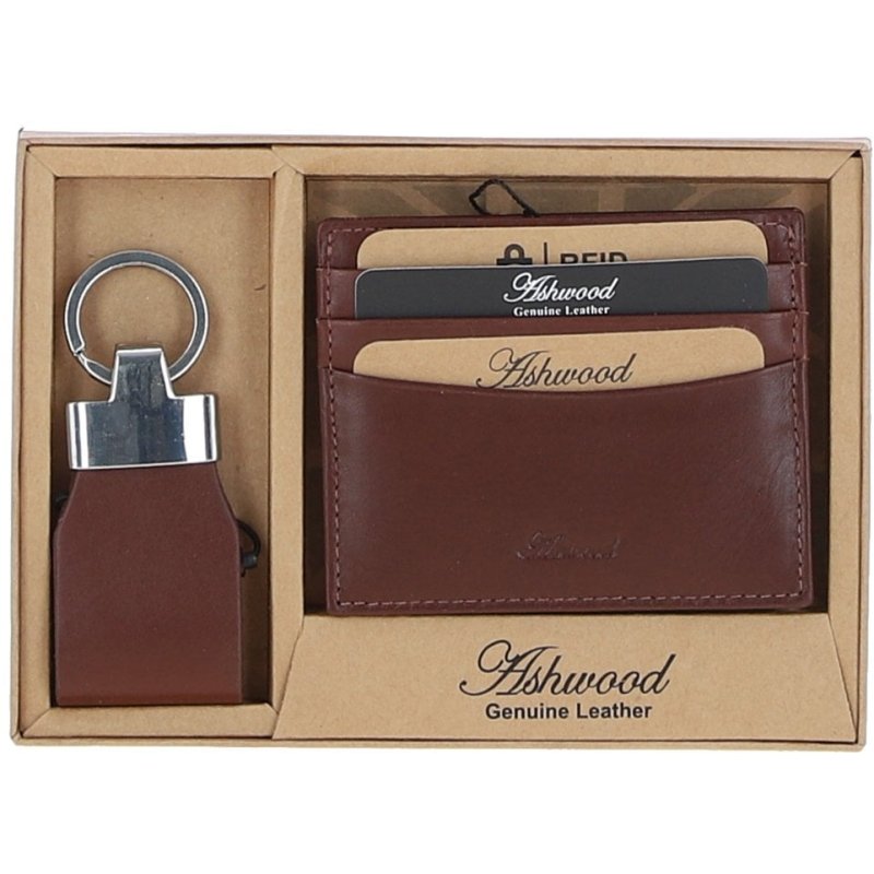 Ashwood Leather Ashwood Leather Chestnut Wallet & Keyring Gift Set