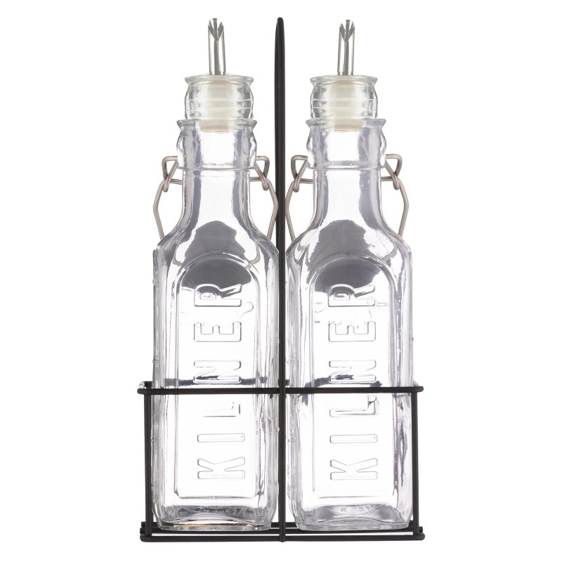 Kilner Set Of 2 Oil Bottles In Metal Rack cut out