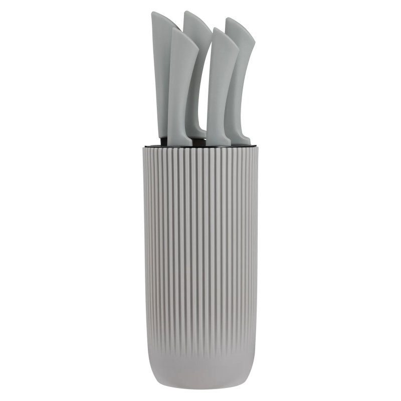 Viners Everyday Ripple Grey 5 Piece Knife Block Set cut out