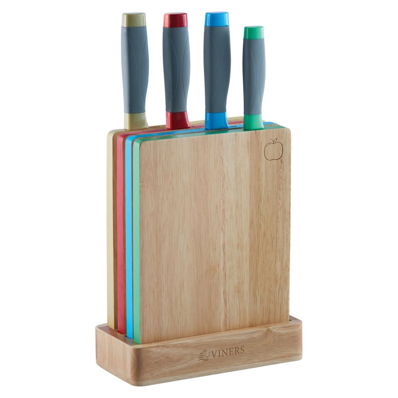 Viners Assure Colour Coded Knife Block And Board Set cut out