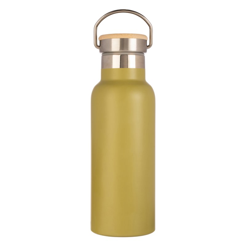 &Again Double Wall Bottle With Bamboo Lid Olive 500ml