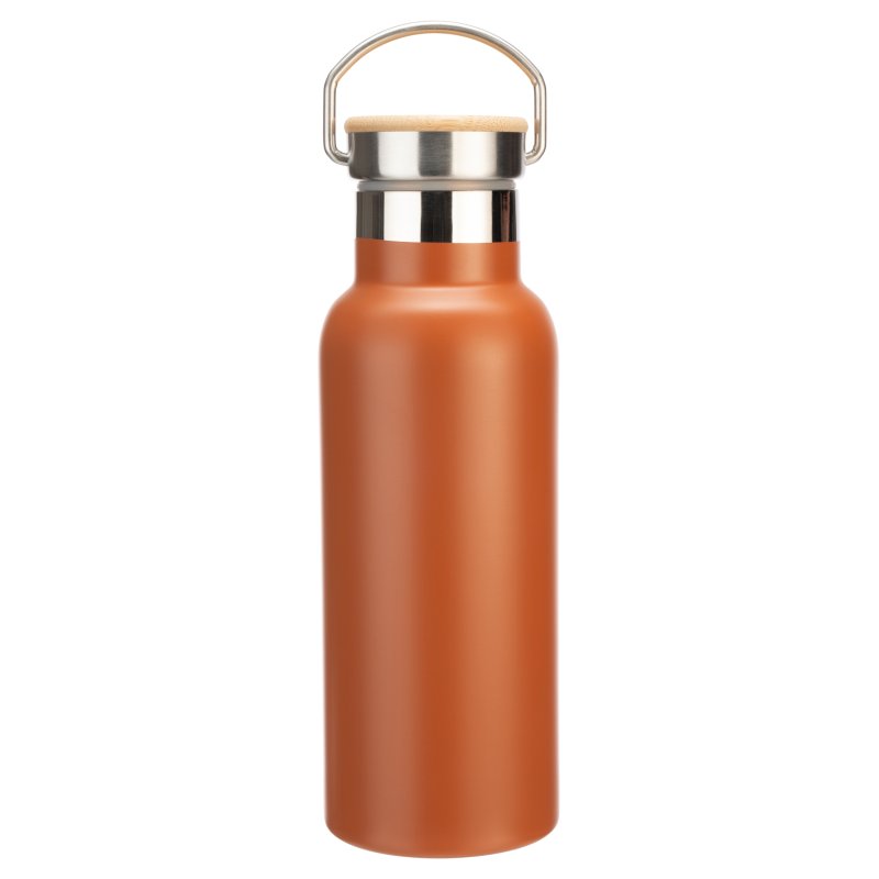 &Again Double Wall Bottle With Bamboo Lid Rust 500ml