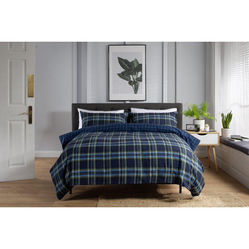 The Lyndon Company Willington Blue Duvet Cover Set