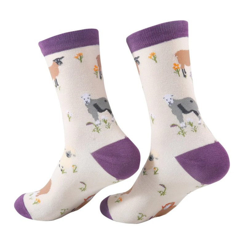 Eco Chic Beige Realistic Sheep Eco-Friendly Bamboo Socks