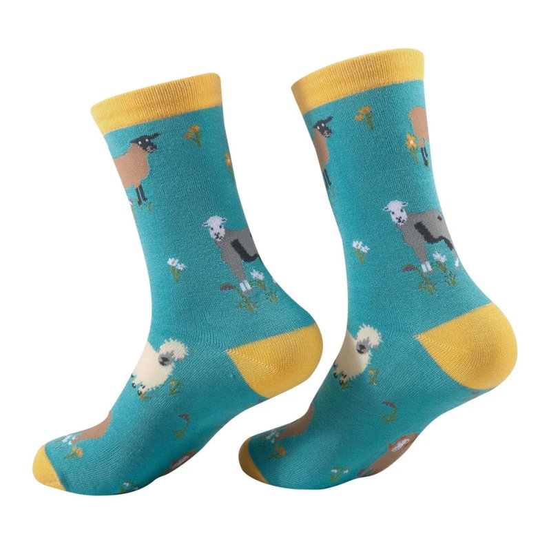 Eco Chic Blue Realistic Sheep Eco-Friendly Bamboo Socks