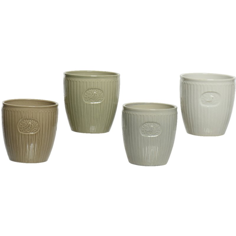 Kaemingk Kaemingk Stoneware Embossed Stripe Planter