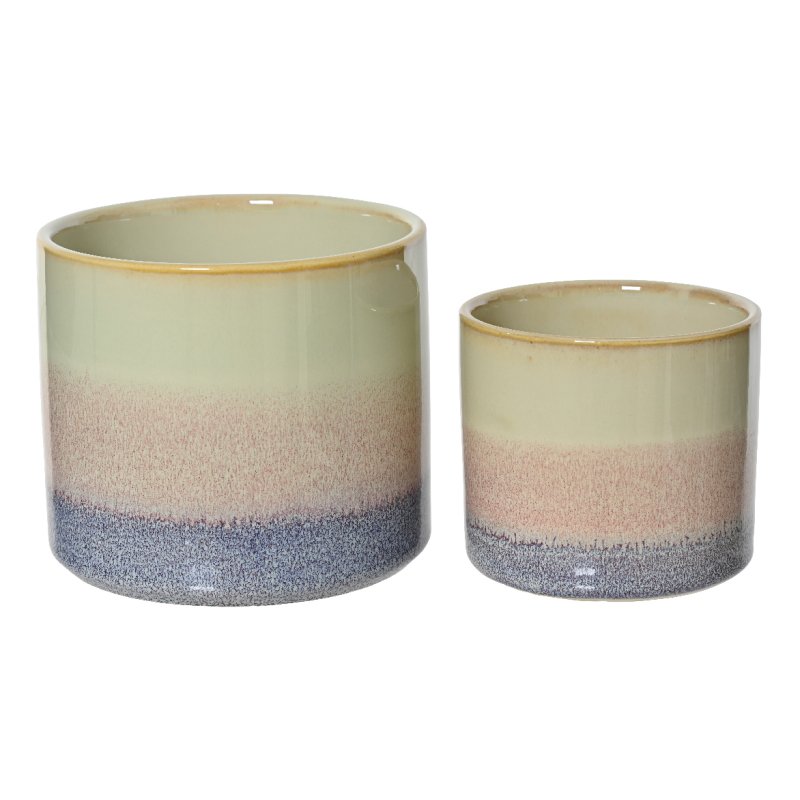 Kaemingk Kaemingk Set of 2 Faded Purple and Pink Tricolour Planters