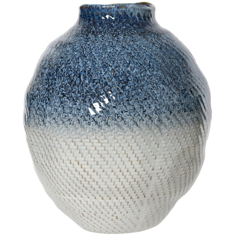 Kaemingk Kaemingk Large Blue and White Textured Stoneware Vase